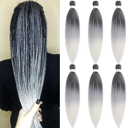 Miniatura 37 de Cabello para Trenzar Naranja Jengibre Pre-Estirado Kanekalo Cabello para Trenzar Pre-estirado 26 pulgadas Extensiones de Cabello Sintético
