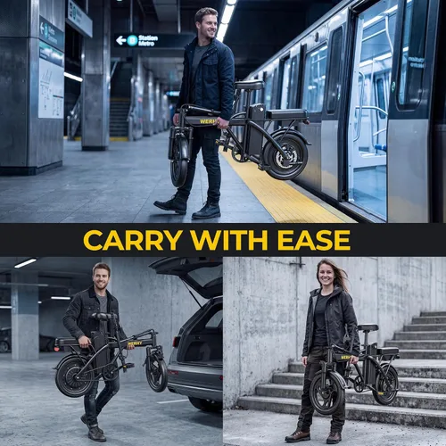 Miniatura 7 de WERHY Bicicleta eléctrica para adultos, motor de 500 W, bicicleta eléctrica plegable de velocidad máxima de 20 MPH, bicicletas eléctricas de 14