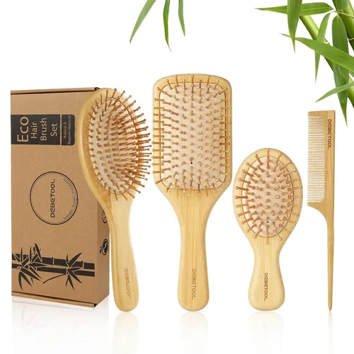 Miniatura 8 de DEBETOOL Juego de Cepillos de Cabello de Bambú, Peine de Paleta de Bambú de Madera Natural Desenredante para el Crecimiento del Cabello - Peine