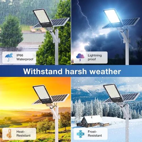 Miniatura 7 de OKPRO Luz solar de calle de 10000 W, cuentas LED superbrillantes, luces solares para exteriores, impermeable, IP66, luz de estacionamiento