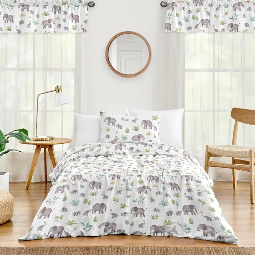 Miniatura 2 de Sweet Jojo Designs Juego de edredón individual de 2 piezas (elefantes grises) para niños/niñas, niños, ropa de cama para niños, cama en una bolsa