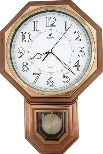 Miniatura 17 de JUSTIME Reloj de pared clásico vintage tradicional de estilo Schoolhouse, con péndulo y melodía Westminter cada hora, relojes de pared con melodía