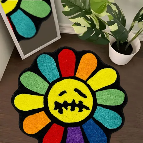 Miniatura 26 de Trippy Alfombra de Cara Feliz Alfombras Geniales Tufted de Secado Rápido Tapetes de Baño para Baño Antideslizantes Tapete de Baño Absorbente de Agua