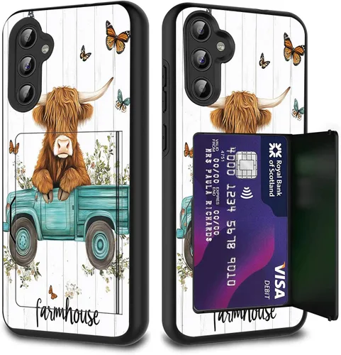 Miniatura 30 de Funda híbrida de doble capa con función atril para Samsung Galaxy A16 5G de 6.9 pulgadas, diseño de vaca con bandera estadounidense