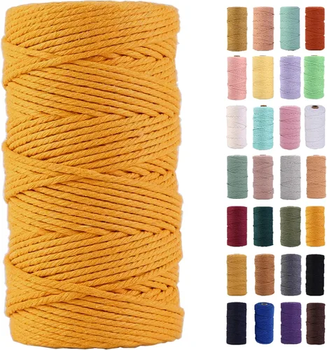 Miniatura 29 de Cordón de macramé gris rosado de 0.118 in x 109 yardas, cuerda de algodón colorido de algodón suave para colgar en la pared, colgar plantas