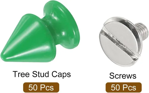 Miniatura 3 de uxcell 50 juegos de remaches de espiga cono, 0.315 x 0.472 in con rosca trasera para árbol y picos para manualidades de cuero, ropa, zapatos, Verde