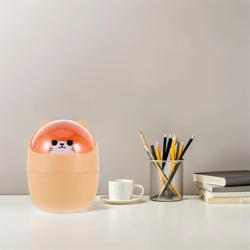 Miniatura 7 de Homoyoyo Mini cubo de basura kawaii con diseño de oso lindo, estilo nórdico, mini bote de basura con tapa para oficina, dormitorio, uso