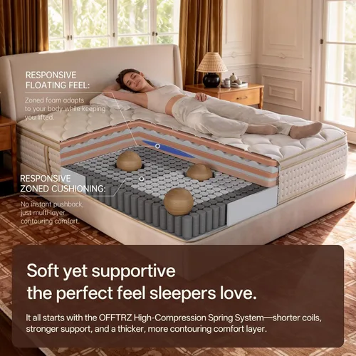 Miniatura 5 de 12 Inch King Size Mattress The Feel Most Sleepers Prefer King Mattress Hybrid Contouring Memory Foam Comfort & Balanced Support for Back and