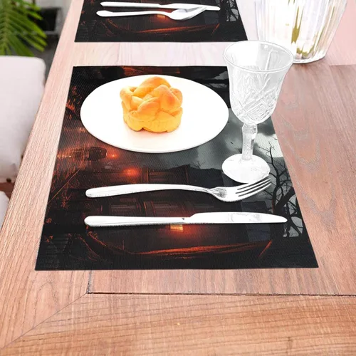 Miniatura 3 de 6 PCS PVC Placemats Set Place Mats Bad Weather Non-Slip Weave Place Mats 12" x 18" Farmhouse Table Mat Set for Family Dinners Wedding Parties
