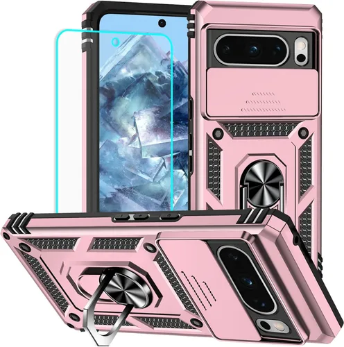 Miniatura 38 de HNHYGETE Funda para Pixel 6a con protector de pantalla HD, soporte giratorio de grado militar de 360° (resistente) a prueba de golpes para Google