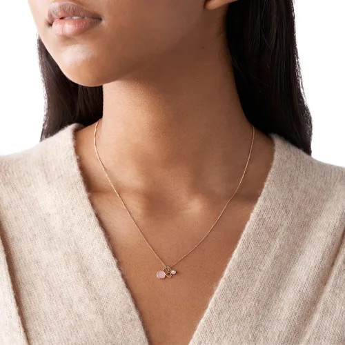 Miniatura 4 de Fossil collar con dije de acero inoxidable en tono rosa dorado para mujer