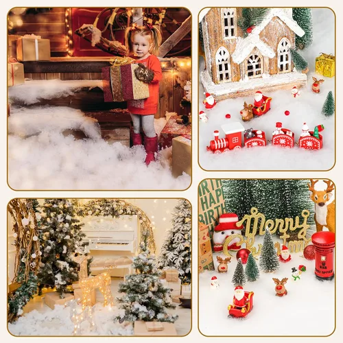 Miniatura 5 de Vodiye Cautivadora manta de nieve esponjosa, nieve artificial realista, embellece tu repisa, pueblo de Navidad y otras decoraciones de nieve. La