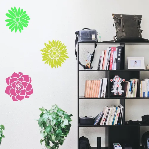 Miniatura 2 de HELLATHUN - 6 plantillas florales grandes reutilizables (12 x 12 pulgadas), diseño de girasol, rosa, dalia, para pared, tela, muebles, lienzo, papel