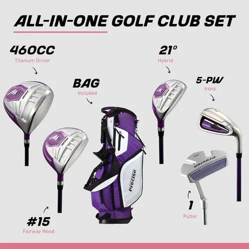 Miniatura 2 de Precise M5 - Juego completo de palos de golf para mujer – Juego completo para diestros con conductor de titanio, SS Fairway e híbrido, hierros de 5