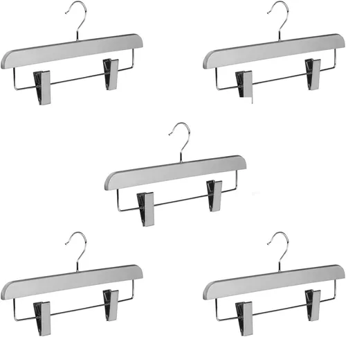 Miniatura 9 de Abs - Perchas de plástico para pantalones, perfectas para faldas, pantalones, pantalones de vestir, jeans y más, juego de 5 unidades, color dorado