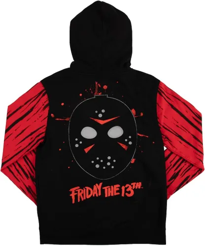 Miniatura 6 de Bioworld Friday the 13th - Sudadera con capucha para adultos de doble cara roja y negra