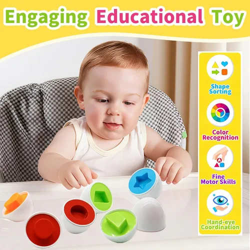 Miniatura 2 de WEEJOYGAM Juguetes Montessori para niños pequeños de 1, 2, 3 años, huevos de Pascua, cesta de Pascua, regalo de cumpleaños, clasificación sensorial