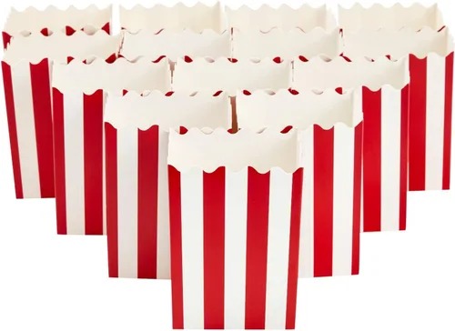 Miniatura 7 de Juvale Paquete de 100 mini cajas de palomitas de maíz rojas y blancas para fiestas, contenedores de papel a granel para decoraciones nocturnas