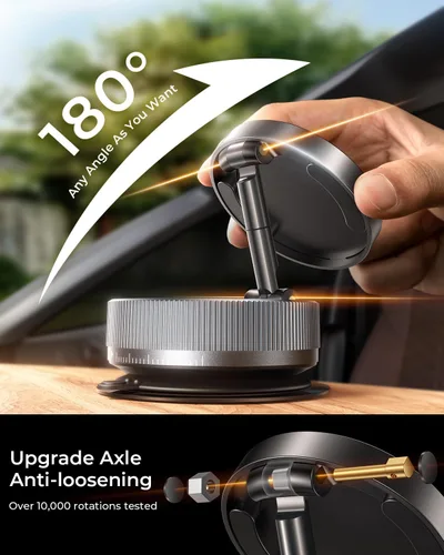 Miniatura 5 de Soporte magnético de teléfono al vacío mejorado [89 libras de succión más fuerte y 24 x N55 ultra magnético] Soporte de teléfono ajustable de 360°