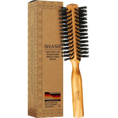 SHASH Cepillo redondo de cerdas de jabalí, fabricado en Alemania, da volumen y revitaliza tu cabello con resultados más suaves y suaves -