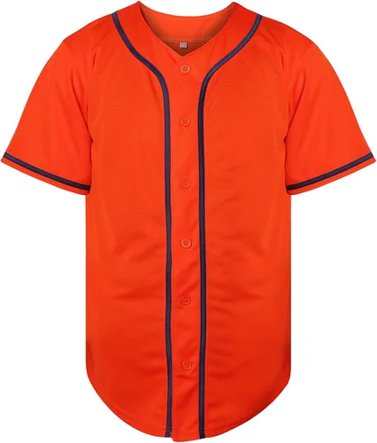 Miniatura 11 de Phoneutrix Camisetas Jersey de Béisbol Hip Hop Hipster Lisas en Blanco con Botones Uniformes Deportivos para Hombres y Mujeres Jersey
