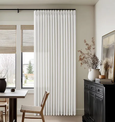 Miniatura 63 de TWODRAPES Cortinas de Lino Plisadas con Pinza Beige Blancas de 54 Pulgadas de Largo 2 Paneles para Comedor Cocina Dormitorio Plisadas Semi