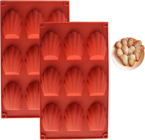 Meajore Madeleine - Molde de silicona para hacer galletas Madeline, molde antiadherente para hornear con 9 cavidades, para hacer galletas Madeleine