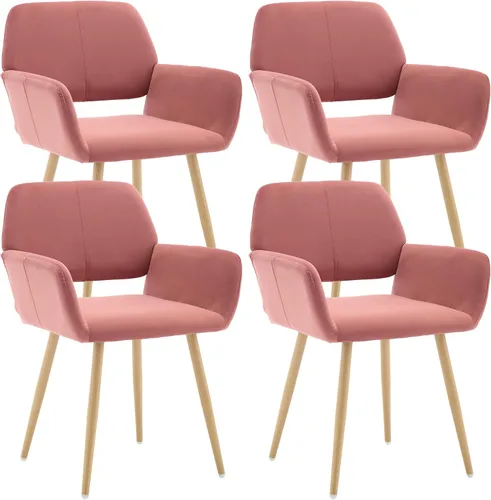 Miniatura 10 de KCC Sillas Pequeñas y Modernas con Brazos para Comedor 1 Pieza, Asiento Lateral Tapizado en Terciopelo de Mediados de Siglo Club para Invitados