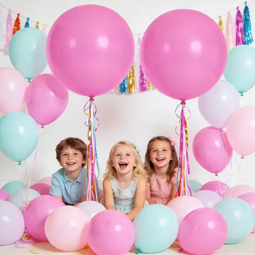 Miniatura 5 de 32 globos grandes de color rosa de 18 pulgadas, globos redondos de látex grandes para decoración de cumpleaños y bodas (rosa)