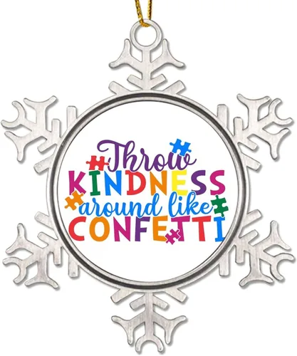 Miniatura 11 de Generic Adorno colgante de árbol de Navidad con forma de copo de nieve de metal, decoración de conciencia de autismo, regalo de recuerdo de Navidad