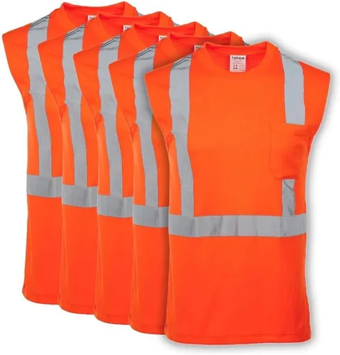 Miniatura 4 de J. J. Keller & Associates, Inc. Camiseta de alta visibilidad para hombre, sin mangas, ANSI Clase 2 Tipo R, bolsillo en el pecho, SAFEGEAR Lima