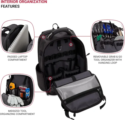 Miniatura 5 de SwissGear Mochila de bolsa de herramientas, se adapta hasta, Negro, Grande