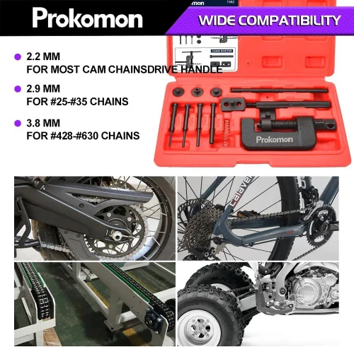 Miniatura 3 de Kit de herramientas para romper cadenas de 13 piezas; herramienta de remache de cadena de motocicleta y ATV, herramienta de extracción de eslabones