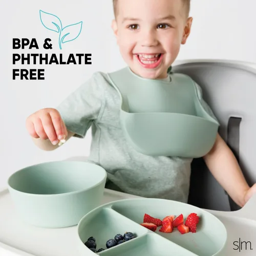 Miniatura 3 de Simple Modern Babero de silicona Babero de comida para niños pequeños Lavanda (Lavender Mist)