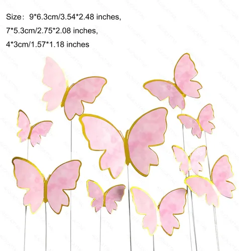 Miniatura 7 de AUOCATTAIL 20 piezas de decoración de pastel de mariposa 3D rosa y morado mariposa para niñas y mujeres, decoración de pastel de cumpleaños, boda