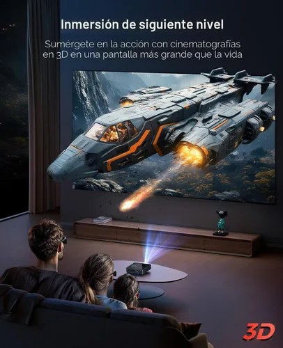 Miniatura 5 de NexiGo Nova Mini, proyector láser portátil, Google TV con Netflix, 1080p FHD, 1200 lúmenes, contraste 15000:1 con SAE, 3D, configuración automática