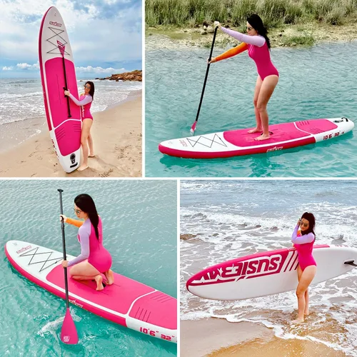 Miniatura 7 de Tabla de remo inflable con accesorios de SUP, tablas de remo inflables para adultos y jóvenes, cubierta de EVA antideslizante, postura amplia, bomba