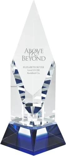 Miniatura 7 de Baudville Premio de trofeo de cristal luminario grabado personalizado - Destacados azules - Viene con elegante caja de regalo negra Lágrima