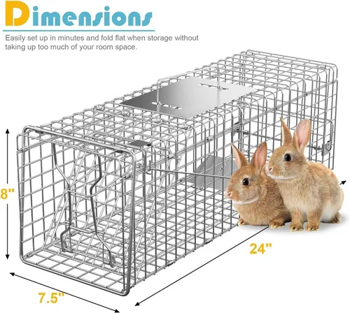 Miniatura 5 de ZENY Jaula de acero para animales vivos, jaula de roedores para conejos, gatos callejeros, ardillas, mapaches, topos, topes, pollo, zarigüeya
