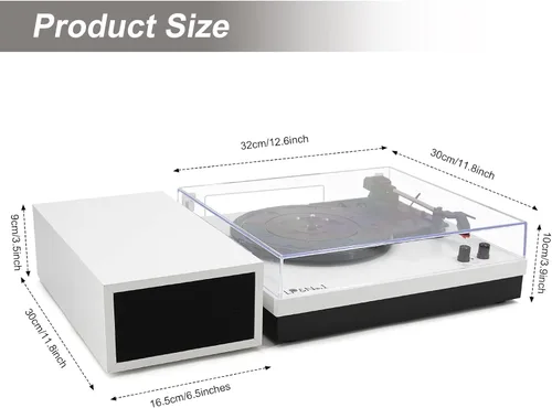 Miniatura 8 de LP&No.1 - Paquete de tocadiscos moderno con altavoces estéreo de estantería de doble potencia, preamplificador phono incorporado, transmisión por