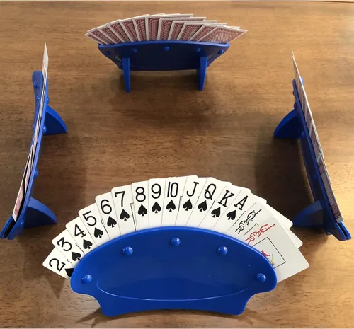 Miniatura 6 de Yuanhe Portatarjetas para jugar a las cartas, paquete de 4 cartas para adultos, niños, mayores, juego de cartas de canasta, ideal para fiestas