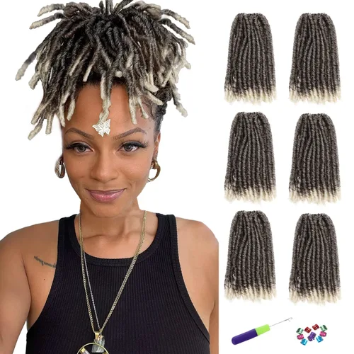 Miniatura 21 de WIGNEE Cabello de Ganchillo 120 Hebras Locs Sintéticos 8 Pulgadas Locs Suaves Pre-Trenzados 6 Paquetes Cabello de Ganchillo Pre-Anudado para Mujeres