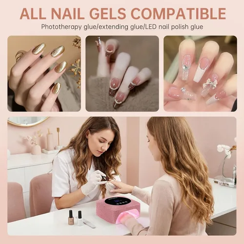 Miniatura 3 de Lámpara de uñas LED UV inalámbrica de 96 W, luz UV recargable para uñas de gel con 3 ajustes de temporizador, secador de uñas profesional de secado