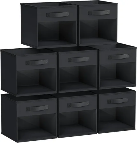 Miniatura 23 de DIMJ Cubo de almacenamiento, 6 paquetes de contenedores plegables con asas, contenedores de tela para organización, cubos organizadores