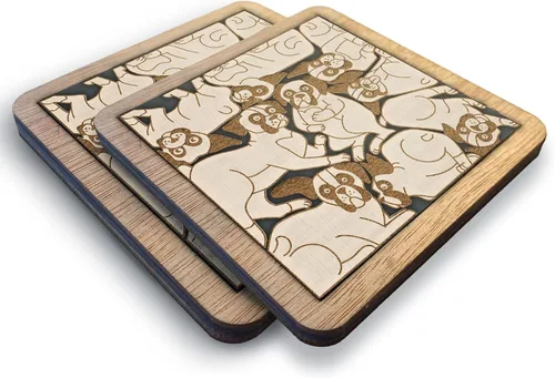 Miniatura 25 de 02 Posavasos de Perro Beagle - Juego de Posavasos de Madera con Rompecabezas de Perro Beagle - Posavasos Entrelazados tipo Rompecabezas con Diseño