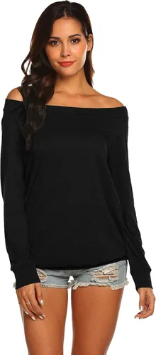 Miniatura 3 de Halife - Blusa de manga larga con hombros descubiertos y cuello bote para mujer