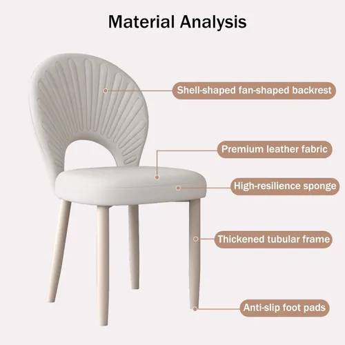Miniatura 4 de Upholstered Kitchen Chairs Set, Dining Room Chair with Leather Cushion Seat, Lobby Chair with Metal Leg for Kitchen Living Room White