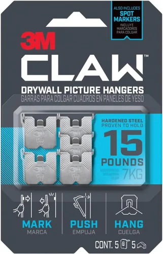 Miniatura 12 de 3M Claw Percha para cuadros de yeso, plateado