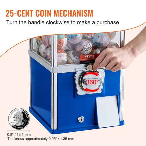 Miniatura 4 de VEVOR - Máquina de chicles para niños, máquina expendedora doméstica de 25" de altura, dispensador de bolas rebotadoras PS, sostiene 230 juguetes