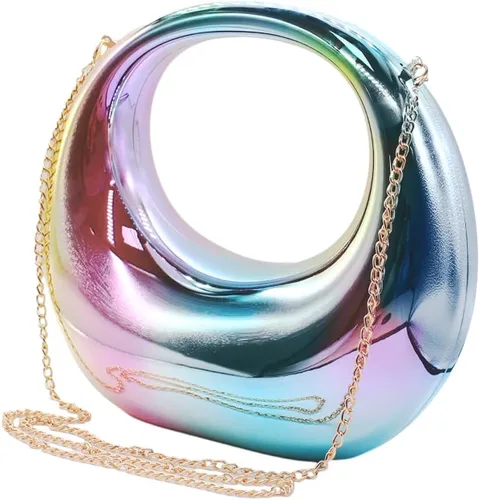Miniatura 2 de GSYPS Bolso de mano de noche de acrílico con asa superior, bolso Hobo de luna, elegante bolso de mármol para boda, cóctel y fiesta